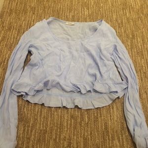 Long sleeve light blue crop top