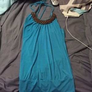 Blue tank with string tie