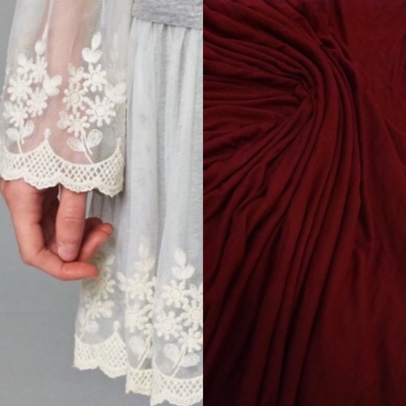 🆕The MANDY Laced Bell Sleeves Dress - BURGUNDY - Picture 4 of 4