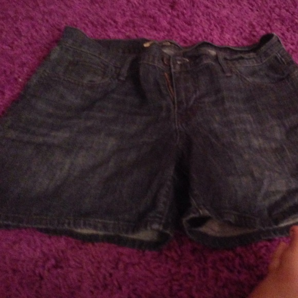 long dark wash denim shorts