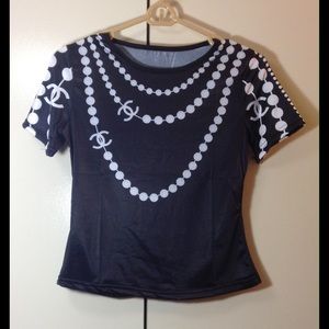Black Blouse with Chanel Logo