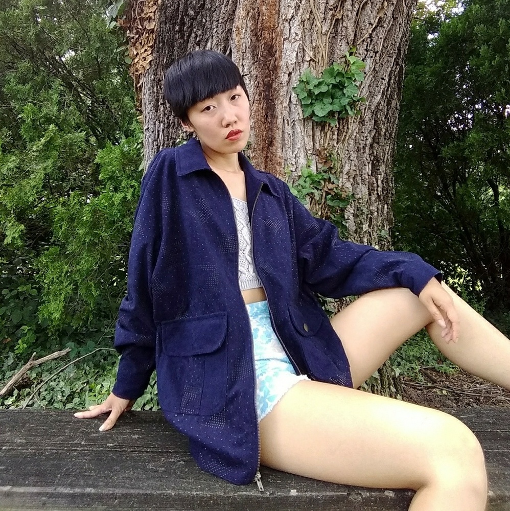 Vintage studded blue jacket