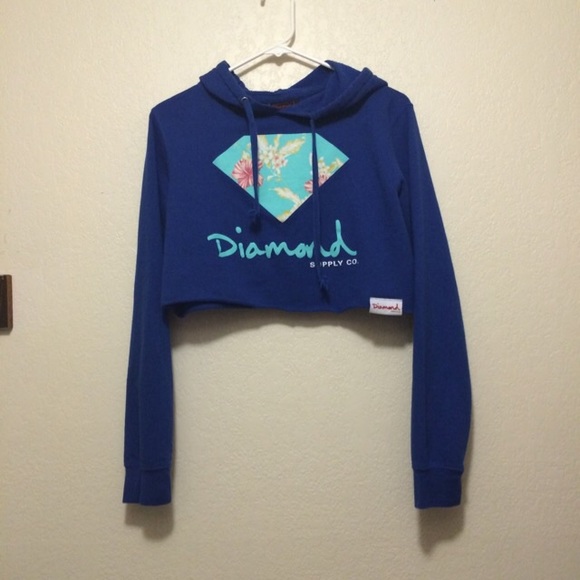 Diamond dark blue cropped hoodie.