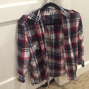 Black,  white, red and grey flannel