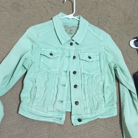 mint green jean jacket