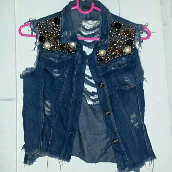 Hand Made Jean Vest - Picture 1 of 2