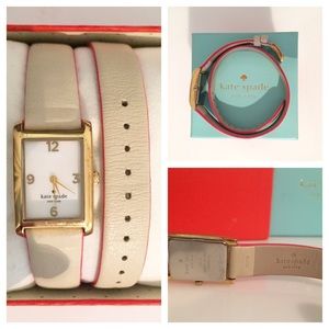 Kate Spade wrap watch tan with hot pink edges