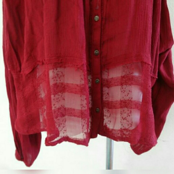 SOLD Free People cranberry top - Picture 3 of 4