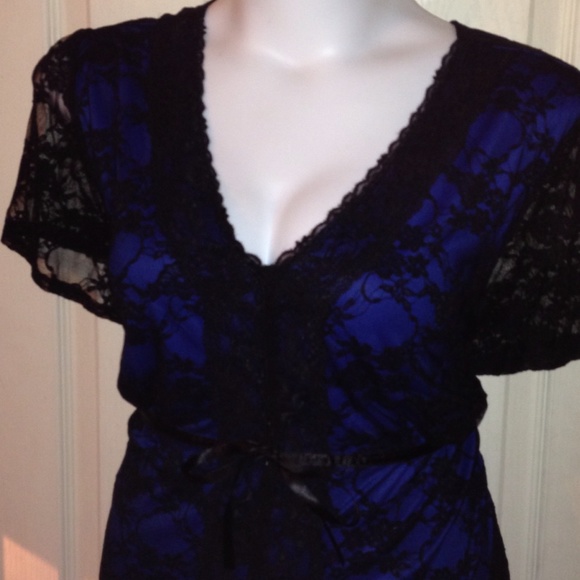 Royal blue with black lace top