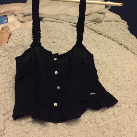 navy blue button down crop