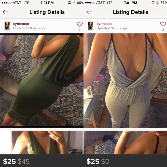 Gray jumpsuit & olive green midi dress bundle