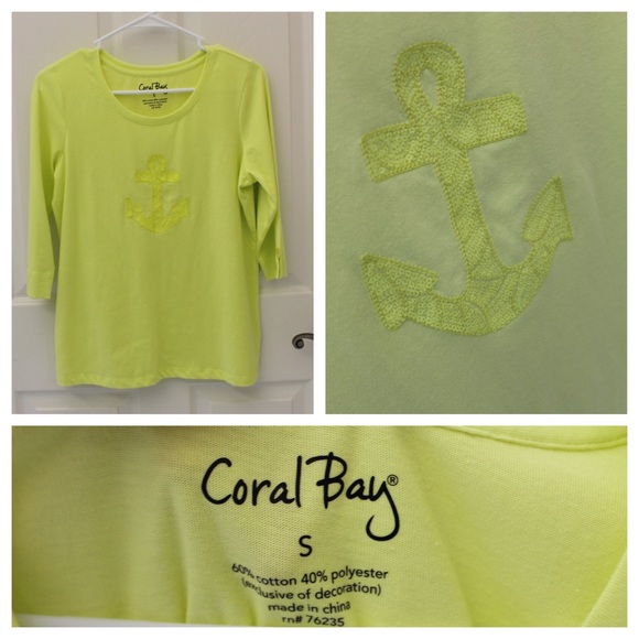Neon Yellow Sequence Anchor Shirt Nautical
