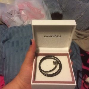 Authentic Black double loop Pandora Bracelet