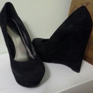Bakers black suede wedges