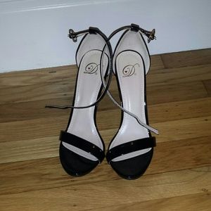 Dress Accordingly Black Patent Ankle Strap Heels