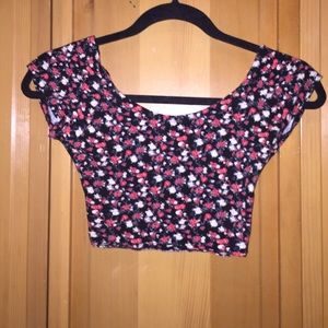 Small floral crop top cross back