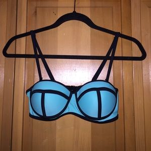 Small Teal Triangle bikini top