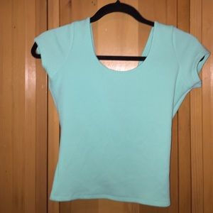 Teal cross back top