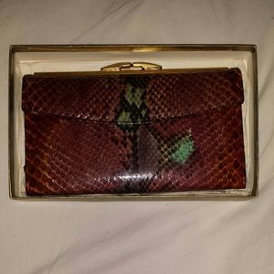 Python snakeskin clutch wallet