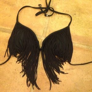 Black fringe bikini top