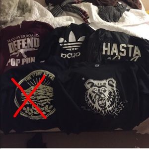 2 hoodies 2 crewnecks and a windbreaker