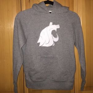 Grey hoodie with white Cougars symbol