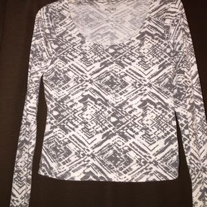 Grey and white print shirt