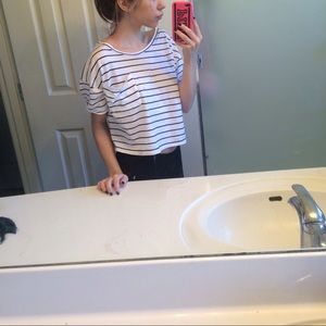 BLACK N WHITE STRIPPED HOLLISTER SHIRT