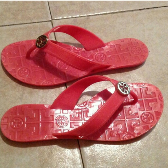 TORY BURCH Thora Pink Jelly Flip Flops Sz 6.5 - Picture 2 of 4
