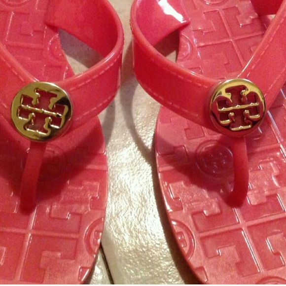 TORY BURCH Thora Pink Jelly Flip Flops Sz 6.5 - Picture 3 of 4