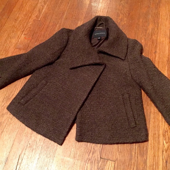 NWOT Banana Republic Brown Crop Wool Coat Sz 2