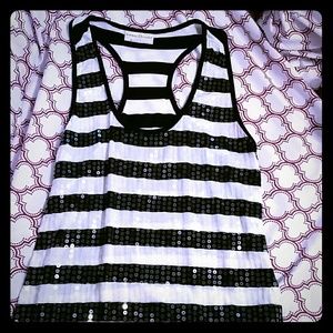 🎉SOLD🎉 Sequin shabby chic racer back tank sz M!