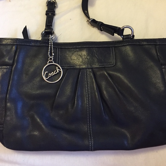 Coach black leather tote