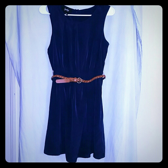 Navy Blue dress with belt - Picture 1 of 3
