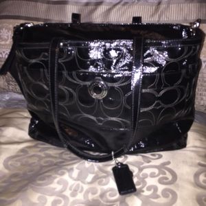 Coach Patent Signature Stitched Diaper/Laptop Bag
