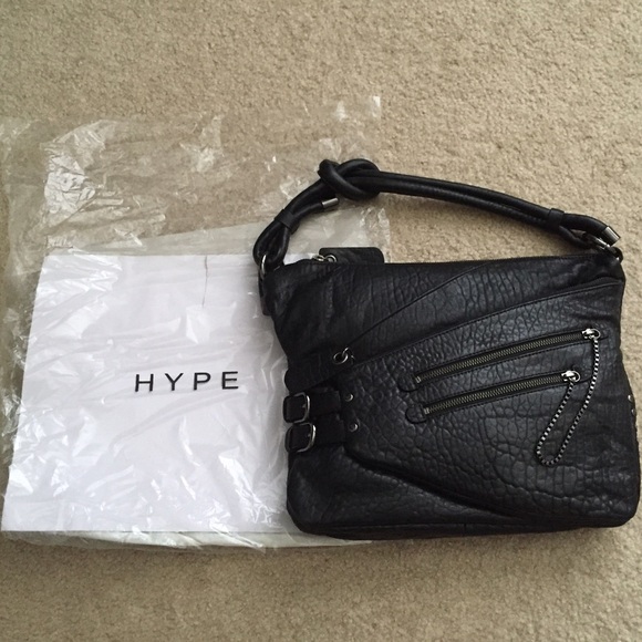 Black leather Hype shoulder handbag