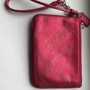 Coach wristlet -metallic pink