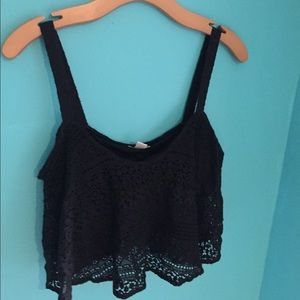 Black Lace Crop Top