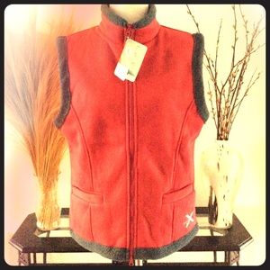 Red Berry & Gray Fleece Lined Vest