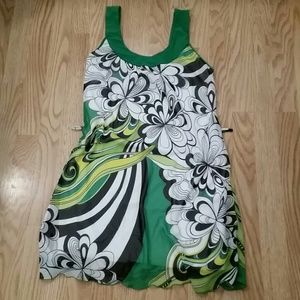 Green and black patterned dress