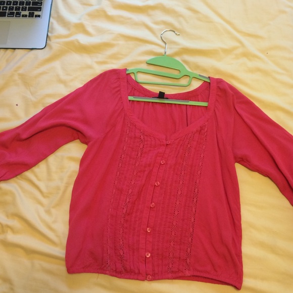 American eagle 3/4 sleeve pink top