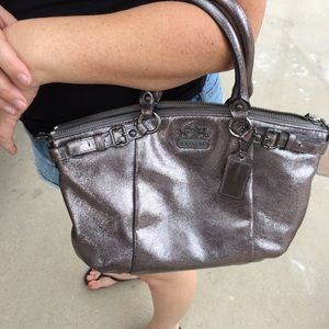 Coach Satchel Handbag Metallic Silver