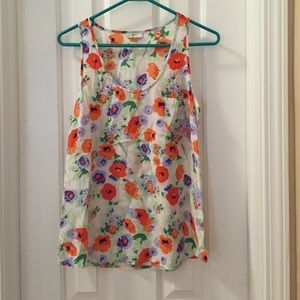 Joie white poppy floral silk tank top