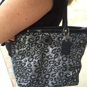 Coach Tote Handbag Metallic Cheetah Print