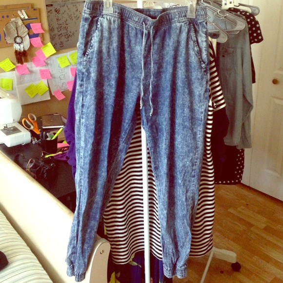 Acid Wash Denim Joggers