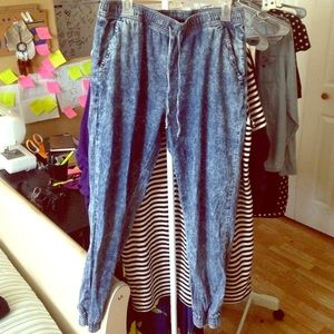 Acid Wash Denim Joggers