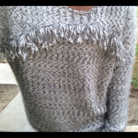 Soft Gray Fringe Sweater ๐ - Picture 3 of 5