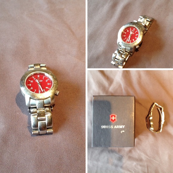 swiss army watch red face
