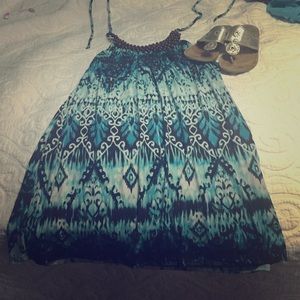 Halter dress with beaded neckline