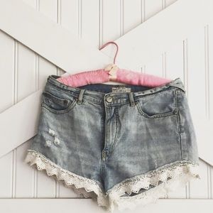Free People Lace Jean Shorts